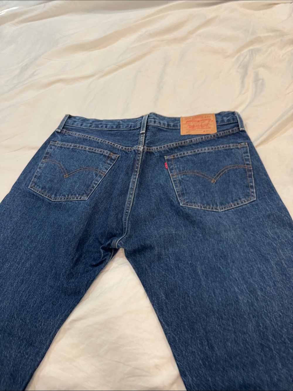 Levi's Men's Classic Blue Straight Jeans 501 Original Red Tab With Button Fly